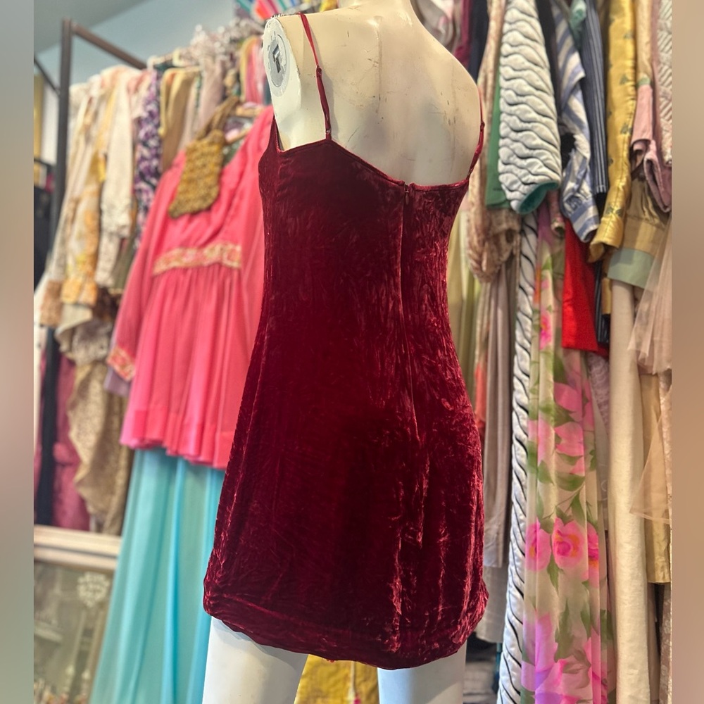 Wine 🍷 Crushed Velvet Slip Dress - Picture 5 of 14